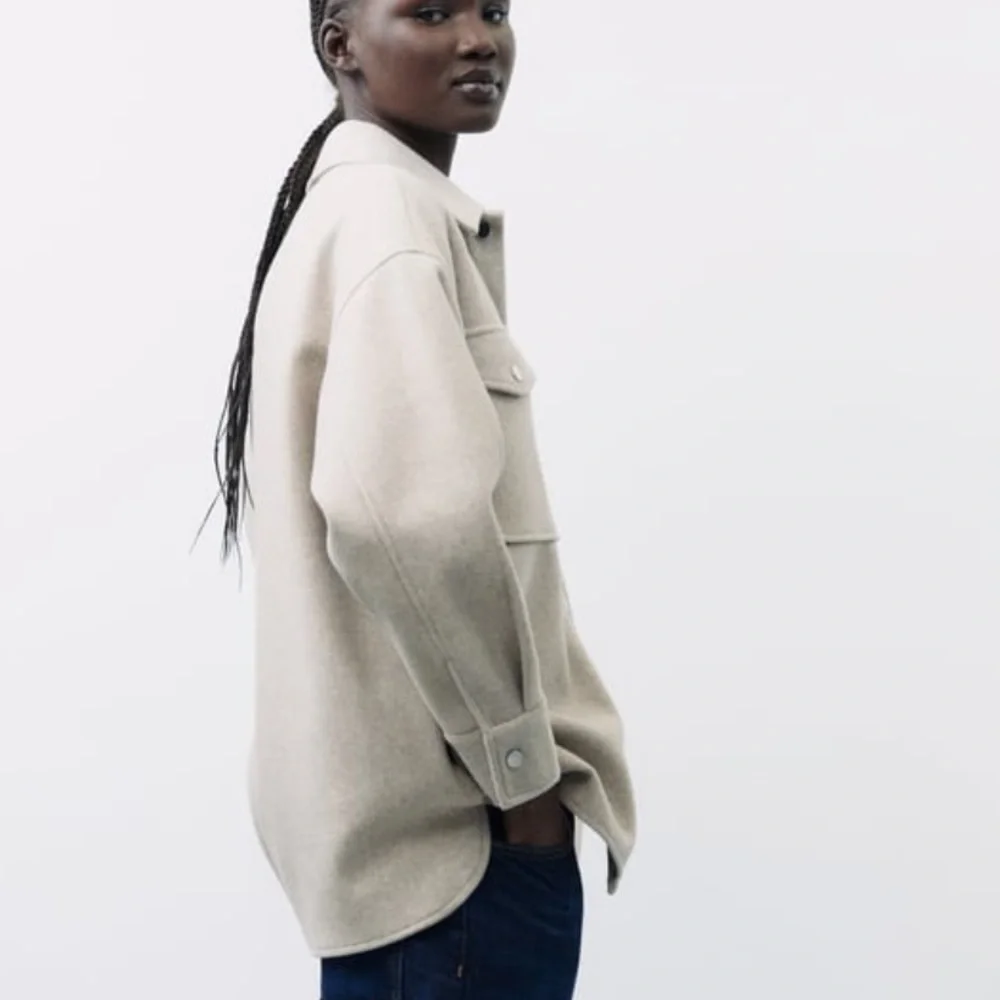 Zara Soft-Touch Overshirt Oversized Shacket Woman’s Size Small Light Gray - Picture 10 of 17